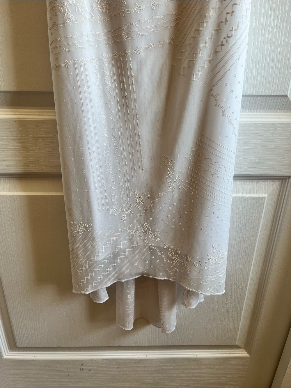 VTG City Triangles White Embroidered Slip Dress High Low Midi Y2K 90s Large - Picture 8 of 12